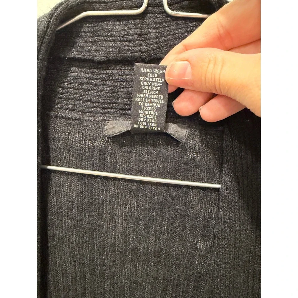 Alfani‎ Women Cardigan Linen Cotton Blend Ribbed Black Medium